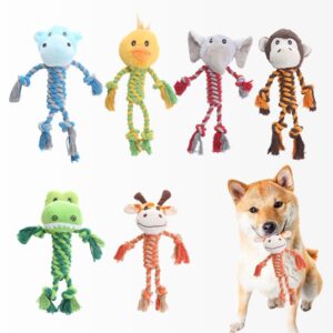 Animal Shape Plush & Rope Dog Toys